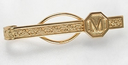 Custom Tie Bar Triangle Knot with initial M in octagon
