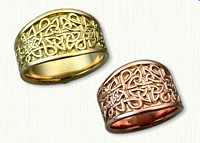 14kt Yellow and 14kt Rose Gold Wide Tapered Celtic Love Knot Wedding Bands