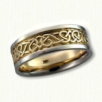 Adare Knot Wedding Band 14kt Yellow Center with 14kt White Rails