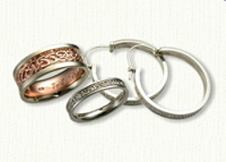 14kt Adare Knot Wedding Band Set with Matching Adare Knot Hoop Earrings 