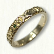 Adare Knot with Single Claddagh with 8 1.7-1.8mm green diamonds