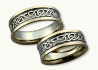 Adare Knot Wedding Band. 14kt white center with 14kt yellow rails