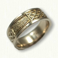 14kt Yellow Gold Custom Celtic Wolf Wedding Band