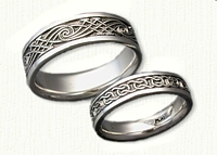 Platinum Glandore Band (bottom) and Custom Celtic Arches/Wave Band (top) 