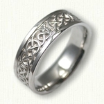 14kt White Gold Celtic Ballyclare Wedding Band - 7.0 mm width 