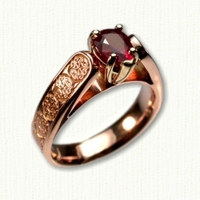 14kt rose gold Bridget Engagement Ring with Brentford Knot and pear shaped ruby