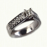 14kt white gold Bridget Engagement Ring with Murphy Knot pattern and princess cut diamond