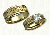 14kt Yellow Gold Custom Butterfly Knot Wedding Band Set