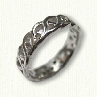 14kt White Gold Celtic Carlow Knot Wedding Band- no rails 