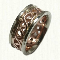 Pierced Celtic Carlow Knot Wedding Band - 14kt Rose Gold Center with 14kt White Gold Rails