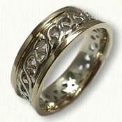 Pierced Celtic Carlow Knot Wedding Band - 14kt White Gold Center with 14kt Yellow Gold Rails 