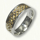 Sterling Silver Celtic Carlow Knot Wedding Band with 18kt Electroplating in Recessed Areas