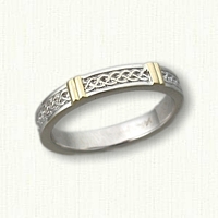 Custom Carlow Knot in 14kt white gold 3-4mm with 14 kt yellow gold accent Bands