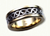 Carlow Knot Wedding Band with Sleeve - 14kt white gold center with 14kt yellow gold rails