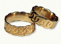 14Kt Yellow Sculpted Celtic Link Knot Bands