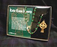 Celtic Rosary with Green Glass Beads