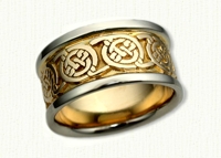 Celtic Circle Knot Wedding Band with 14KW rails & 14KY center