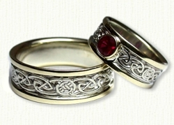 14kt Cirle S Loop Wedding Band with Bezel Set Ruby 