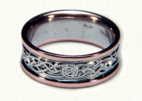 Celtic Glasgow Knot Wedding Rings with Circle Knot pattern - white gold center/rose gold rails