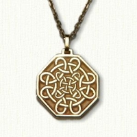 14KY Octagonal Circle Loop Pendant with 4 Point Knot