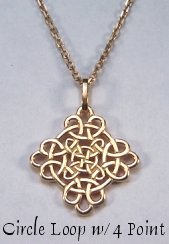 14KY Lacey Circle Loop w/ 4 Point Knot  Pendant