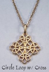 14KY Lacey Circle Loop with Cross Pendant