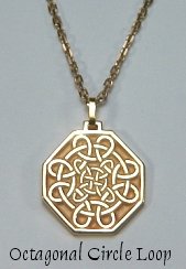 14KY Octagonal Circle Loop Pendant with 4 Point Knot