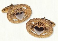 Photo Etched Claddagh Cuff Links with Raised Heart