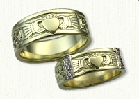 14kt Green Gold Custom Murphy & Claddagh Knot with .09ctw Diamonds with 14kt Green Gold Raised Heart 