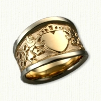 14kt yellow gold Custom Claddagh and Rampant Lion - Tapered Band