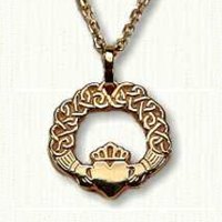 Claddagh Pendant with Continuous Heart Knot Pattern