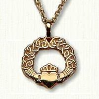 Claddagh Pendant with Continuous Heart Knot Pattern