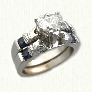 Claddagh diamond wedding ring set