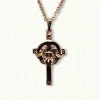 Cross with Raised Round Claddagh Pendant