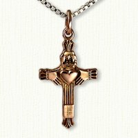Straight Claddagh Cross with Raised Heart