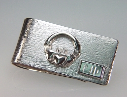 Custom sterling Claddagh money clip with initials