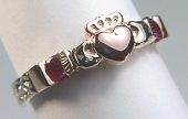 Custom Tri-color claddagh ring with 2 rubies