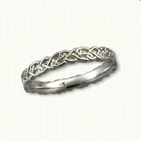 14kt White Gold Continuous Heart Knot Band Sculpted at a 3mm width