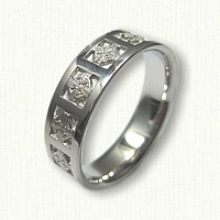 14kt White Gold Celtic Elsinore Knot Religious Wedding Band - Reverse Etch 