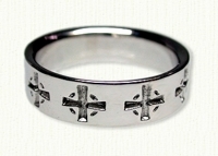 Celtic Cross Wedding Band - Reverse Etch 