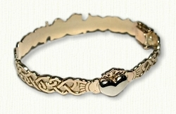 Custom Claddagh & Continuous Heart Knot Hinged Bracelet