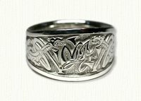 14KW Custom Monogram Signet ring with Celtic Knotwork & Dragons