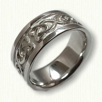 Celtic Dara Knot Wedding Band - 10 mm width - 14kt white gold 