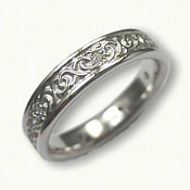 14kt White Gold Celtic Dara Knot Wedding Band - narrow with 7 diamonds