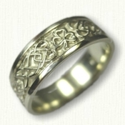 Celtic Dara Knot with Shamrock Wedding Band- 14kt Green Gold