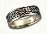 Custom 14KW Celtic Dara Knot and Shamrock Wedding Band. 4 shamrocks, size 12, 8mm width