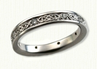 14KW Narrow Celtic Dara Knot Wedding Band shown with 8 optional accent diamonds