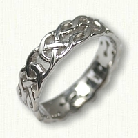 14kt White Gold Celtic Desboro Knot Wedding Band - Sculpted and Pierced