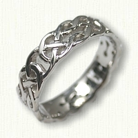 14kt White Gold Celtic Desboro Knot Wedding Band - Sculpted and Pierced 