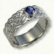 Christa Celtic Engagement Ring bezel set with a 0.60ct round blue sapphire